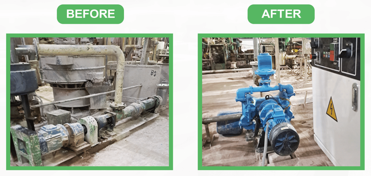 ceramic industry pump before and after
