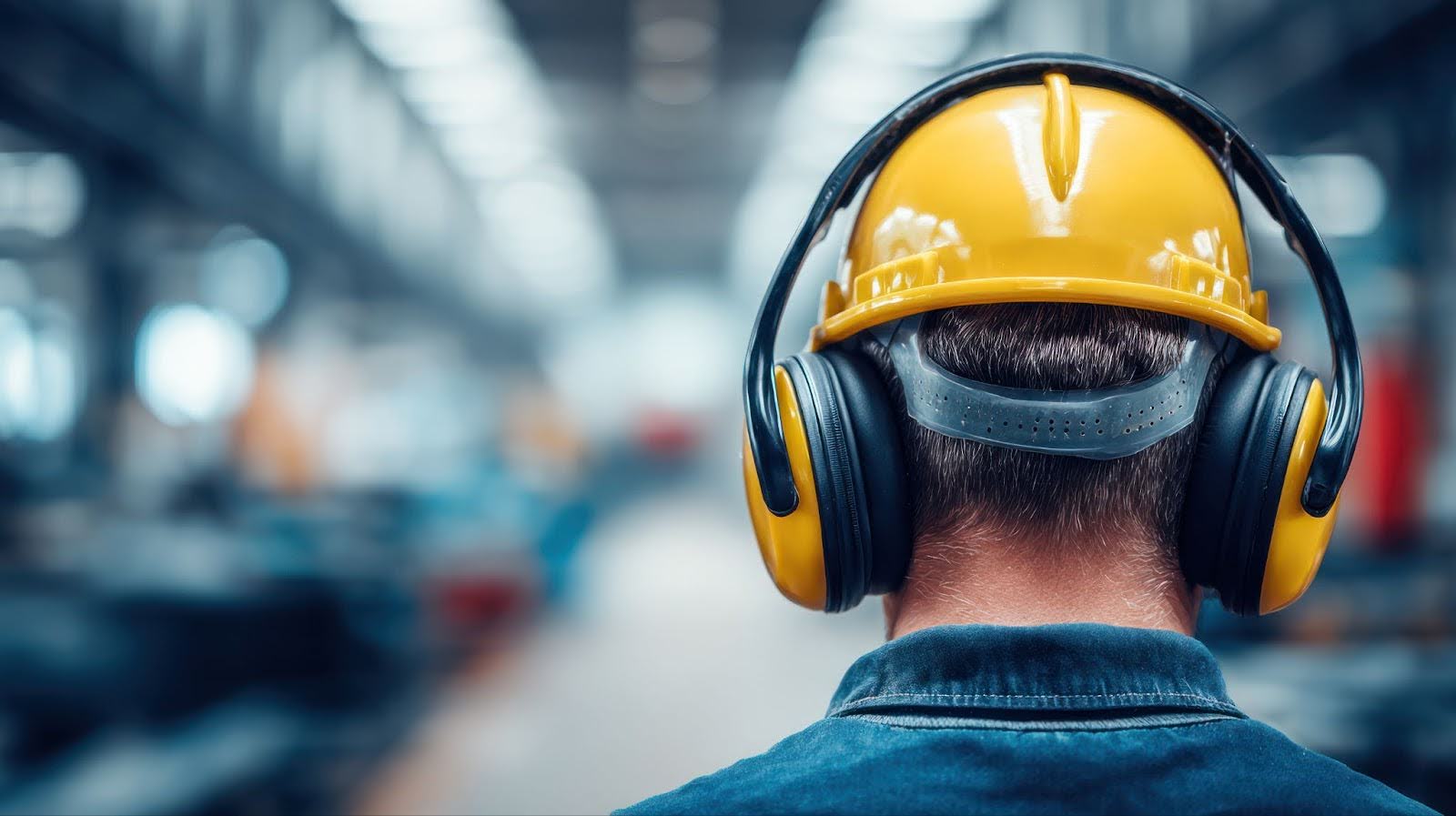 Worker with headphones on
