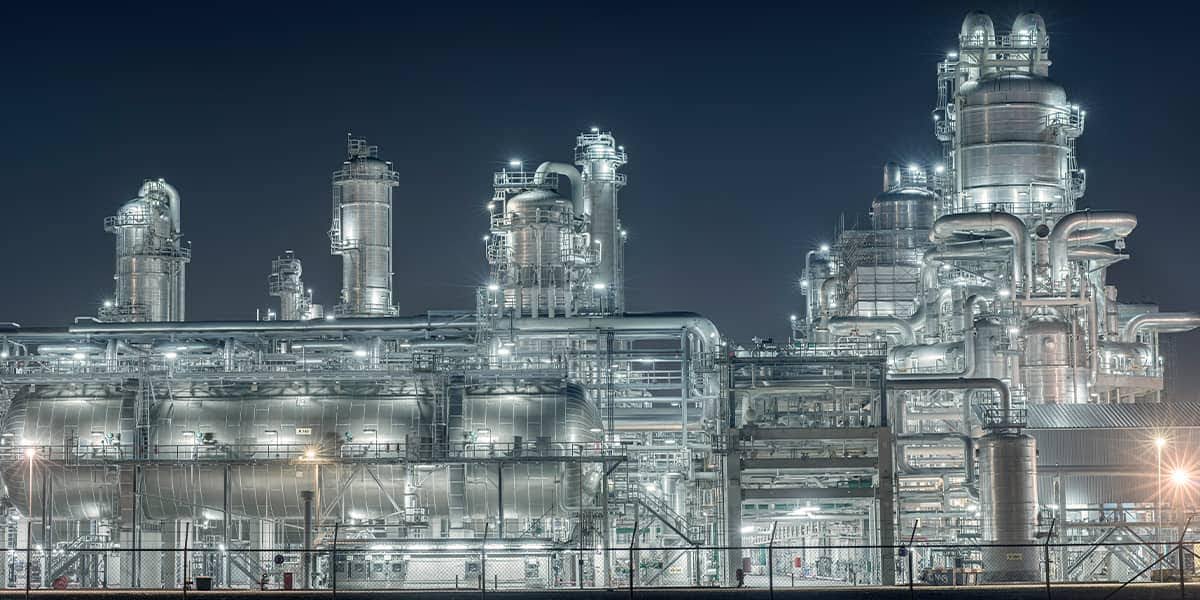 View of an industrial plant where energy-efficient fluid EODD pumps are used
